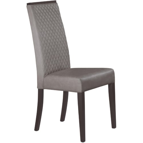 Travertine Dining Chair in Gray Eco Leather & Dark Wood